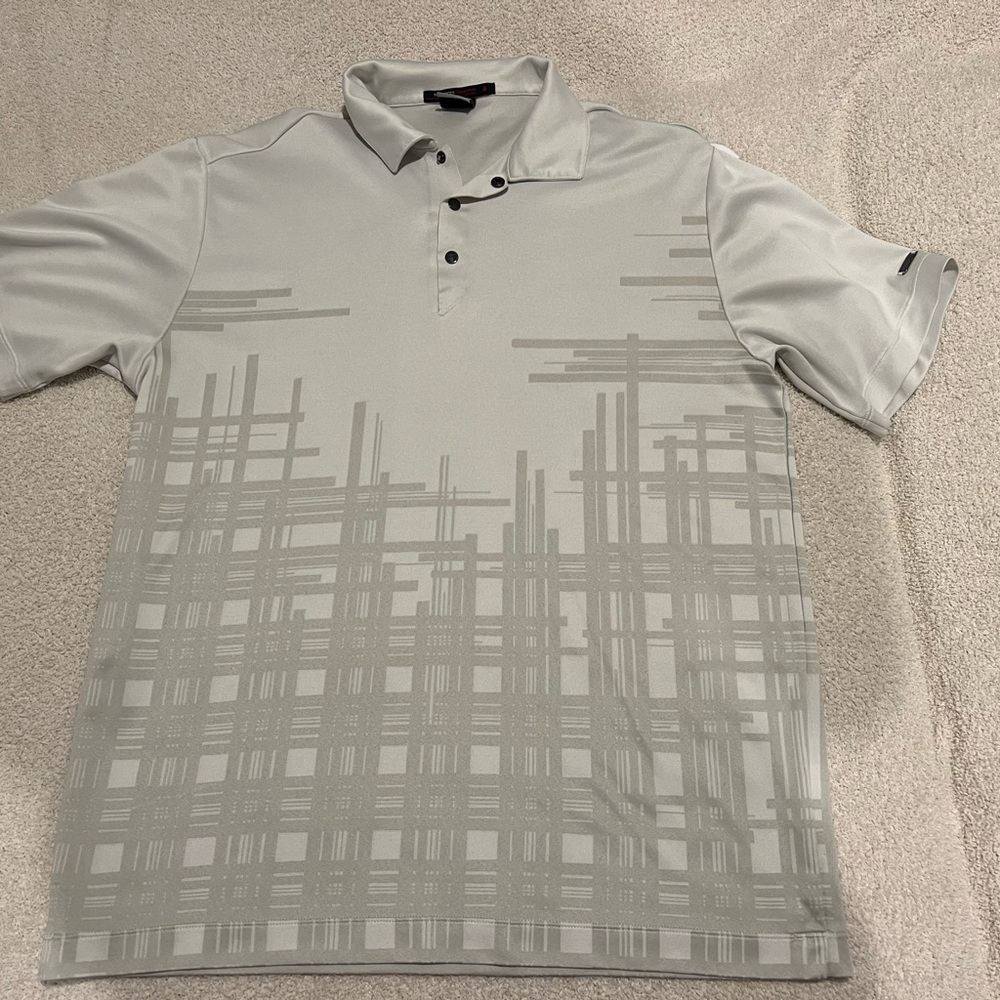 Nike tiger woods golf Men's Light Gray Patterned Polo Shirt